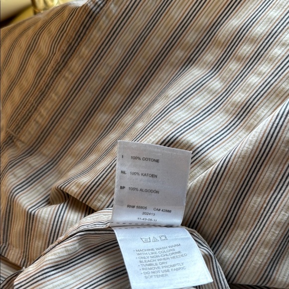 Oak Hill Tan Casual Button Down Shirt with Stripes - Picture 6 of 7